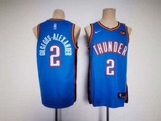 Men's NBA Oklahoma City Thunder #2 Shai Gilgeous-Alexander Blue Nike Love's Patch Jersey
