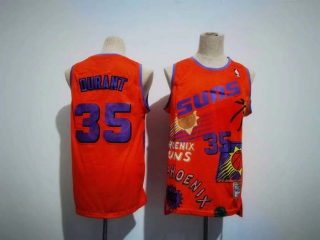 Men's NBA Phoenix Suns #35 Kevin Durant Orange Sketch Jersey