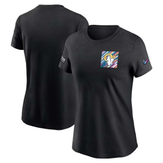Women's Los Angeles Rams 2023 NFL Crucial Catch Sideline Tri-Blend Nike Black T-Shirt