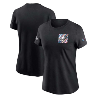 Women's Philadelphia Eagles 2023 NFL Crucial Catch Sideline Tri-Blend Nike Black T-Shirt
