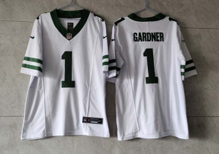 Men's NFL New York Jets #1 Ahmad Sauce Gardner Nike White Legacy Vapor F.U.S.E. Limited Jersey