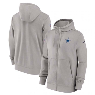 Men's NFL Dallas Cowboys Nike Gray Sideline Club Performance Full-Zip Hoodie