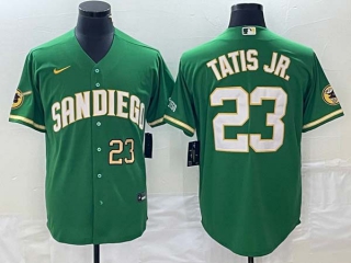 Men's San Diego Padres #23 Fernando Tatis Jr Number Green Cool Base Stitched Baseball Jersey
