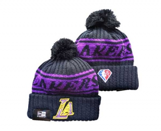 NBA Los Angeles Lakers New Era Purple Black Beanies Knit Hat 3039