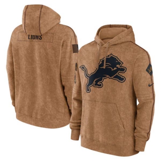 Men's NFL Detroit Lions Nike Brown 2023 Salute To Service Club Pullover Hoodie