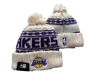 NBA Los Angeles Lakers New Era Cream Beanies Knit Hat 3048