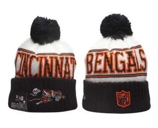 NFL Cincinnati Bengals New Era Black White 2023 Cold Weather Historic Pom Beanies Knit Hat 5012