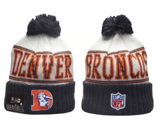 NFL Denver Broncos New Era Navy White 2023 Cold Weather Historic Pom Beanies Knit Hat 5016