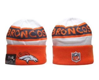 NFL Denver Broncos New Era White Orange 2023 Sideline Tech Cuffed Knit Hat 5017
