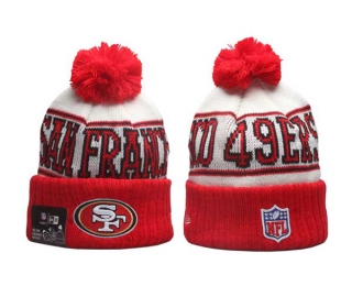 NFL San Francisco 49ers New Era Red White 2023 Cold Weather Historic Pom Beanies Knit Hat 5028