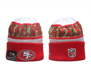NFL San Francisco 49ers New Era White Red 2023 Sideline Tech Cuffed Knit Hat 5029