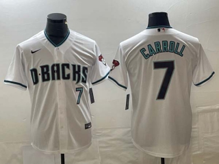 Men's MLB Arizona Diamondbacks #7 Corbin Carroll White Cool Base Stitched Baseball Jersey