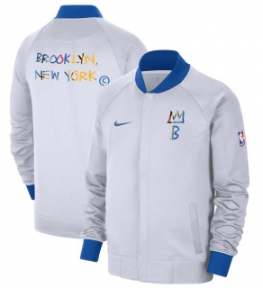 NBA Brooklyn Nets Nike White Blue 2022-23 City Edition Showtime Thermaflex Full-Zip Jacket