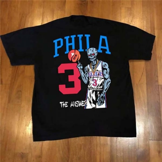 Men's Warren Lotas x NBA Philadelphia 76ers Black Short sleeves Tee Shirt (1)