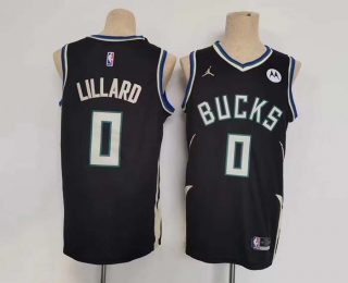 Men's Milwaukee Bucks Damian Lillard Jordan Brand Black Fast Break Statement Edition Jersey