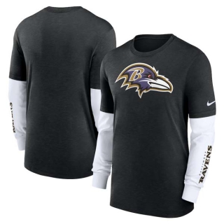 Men's NFL Baltimore Ravens Nike Heather Black Slub Fashion Long Sleeve T-Shirt