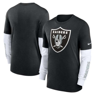 Men's NFL Las Vegas Raiders Nike Heather Black Slub Fashion Long Sleeve T-Shirt