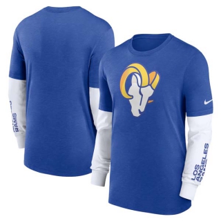 Men's NFL Los Angeles Rams Nike Heather Royal Slub Fashion Long Sleeve T-Shirt