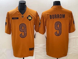 Men's NFL Cincinnati Bengals #9 Joe Burrow Nike Brown 2023 Salute To Service Limited Jersey
