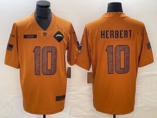 Men's NFL Los Angeles Chargers #10 Justin Herbert Nike Brown 2023 Salute To Service Limited Jersey