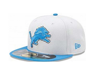 NFL Detroit Lions New Era White Blue 59FIFTY Fitted Hat 1003