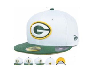 NFL Green Bay Packers New Era White Green 59FIFTY Fitted Hat 1003