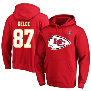 Men's NFL Kansas City Chiefs Travis Kelce #87 Fanatics Branded Red Super Bowl LVIII Big & Tall Name & Number Pullover Hoodie