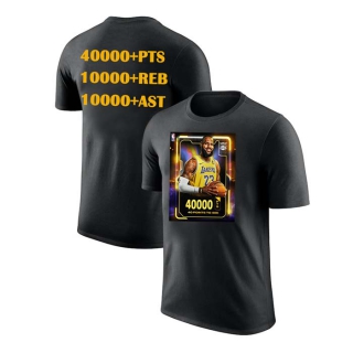 Men's Los Angeles Lakers LeBron James 40000 Career Points Commemorative T-Shirt Black (4)