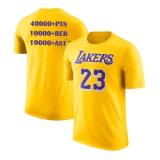 Men's Los Angeles Lakers LeBron James 40000 Career Points Commemorative T-Shirt Gold (2)
