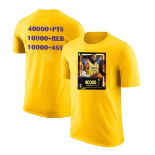 Men's Los Angeles Lakers LeBron James 40000 Career Points Commemorative T-Shirt Gold (3)