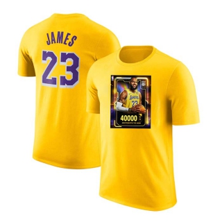 Men's Los Angeles Lakers LeBron James 40000 Career Points Commemorative T-Shirt Gold (4)