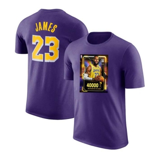 Men's Los Angeles Lakers LeBron James 40000 Career Points Commemorative T-Shirt Purple (2)