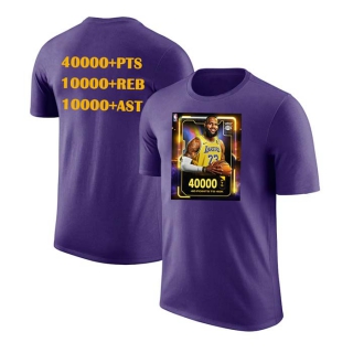 Men's Los Angeles Lakers LeBron James 40000 Career Points Commemorative T-Shirt Purple (3)