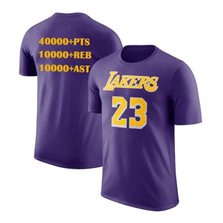 Men's Los Angeles Lakers LeBron James 40000 Career Points Commemorative T-Shirt Purple (4)