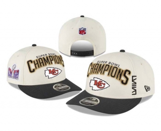 NFL Kansas City Chiefs New Era Cream Black Super Bowl LVIII Champions Locker Room Low Profile 9FIFTY Adjustable Hat
