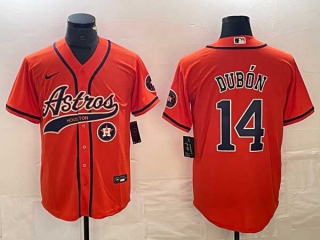 Men's Houston Astros #14 Mauricio Dubon Orange With Patch Cool Base Stitched Baseball Jerseys