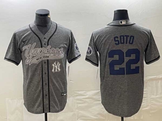 Men's New York Yankees #22 Juan Soto Grey Gridiron Cool Base Stitched Baseball Jerseys