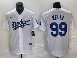Men's Los Angeles Dodgers #99 Joe Kelly White Stitched Cool Base Nike Jersey