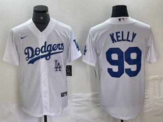 Men's Los Angeles Dodgers #99 Joe Kelly White Stitched Cool Base Nike Jerseys