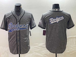 Men's Los Angeles Dodgers Gray Big Logo Cool Base Stitched Baseball Nike Jersey