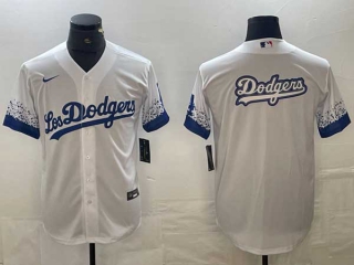 Men's Los Angeles Dodgers White Big Logo 2021 City Connect Cool Base Stitched Jersey