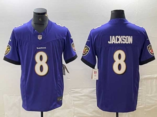 Men's Baltimore Ravens #8 Lamar Jackson Purple Vapor Limited Football Limited Jersey