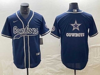 Men's Dallas Cowboys Navy Team Big Logo With Patch Cool Base Stitched Baseball Jerseys