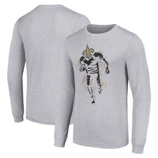 Men's NFL New Orleans Saints Gray Starter Logo Graphic Long Sleeves T-Shirt