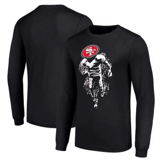 Men's NFL San Francisco 49ers Black Starter Logo Graphic Long Sleeves T-Shirt
