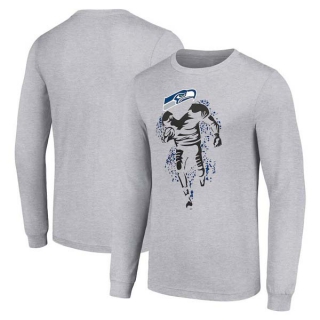Men's NFL Seattle Seahawks Gray Starter Logo Graphic Long Sleeves T-Shirt