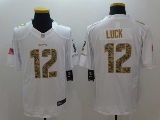 Men's Indianapolis Colts #12 Andrew Luck White Camo Salute To Service NFL Nike Limited Jersey