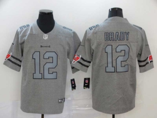 Men's Tampa Bay Buccaneers #12 Tom Brady Gray Gridiron Team Logo Limited Stitched Jersey