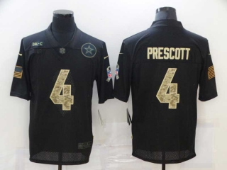 Men's Dallas Cowboys #4 Dak Prescott Black Camo 2020 Salute To Service Stitched NFL Nike Limited Jersey
