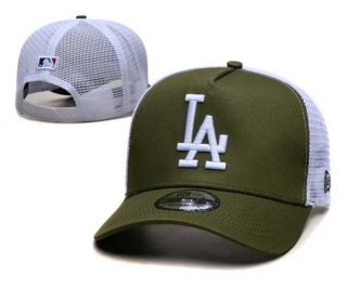 MLB Los Angeles Dodgers New Era Olive White Trucket Mesh 9FORTY Adjustable Hat 2280